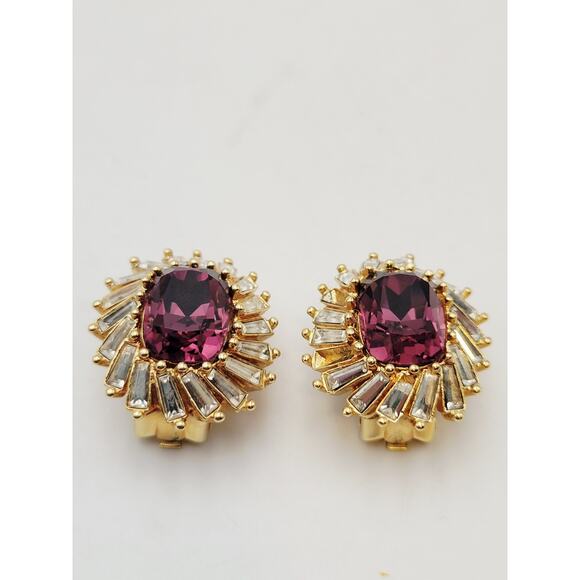 Christian Dior Authentic Amethyst Purple Gold Clip Earrings Missing Stones VTG - Picture 16 of 16